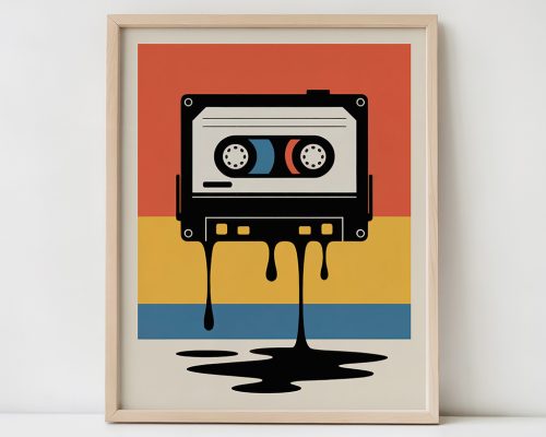 Retro Cassette Tape Print, Pop Art Music Poster