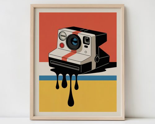 Retro Instant Camera Print, 80s Pop Art Poster