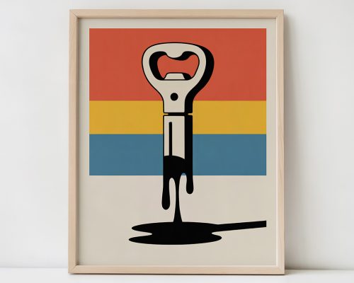 Retro Bottle Opener Print, Pop Art Kitchen Poster