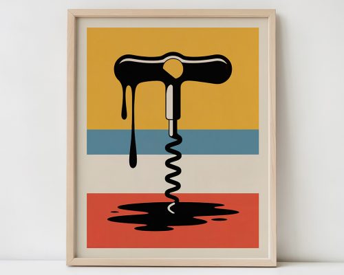 Retro Corkscrew Print, Wine Opener Poster