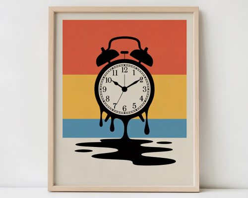 Retro Alarm Clock Print, Nostalgic Wall Poster