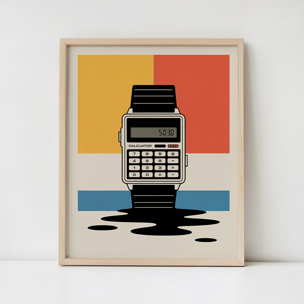 Retro Digital Watch Print, Tech Pop Art Poster