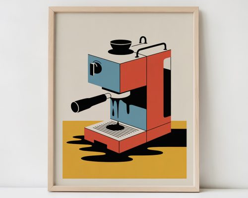 Coffee Machine Print, Kitchen Pop Art Poster