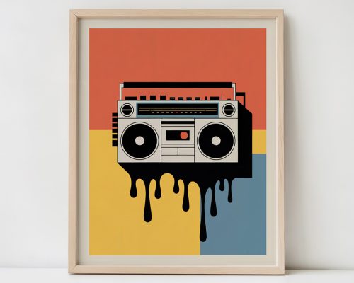 Retro Boombox Print, 80s Hip Hop Wall Art Poster