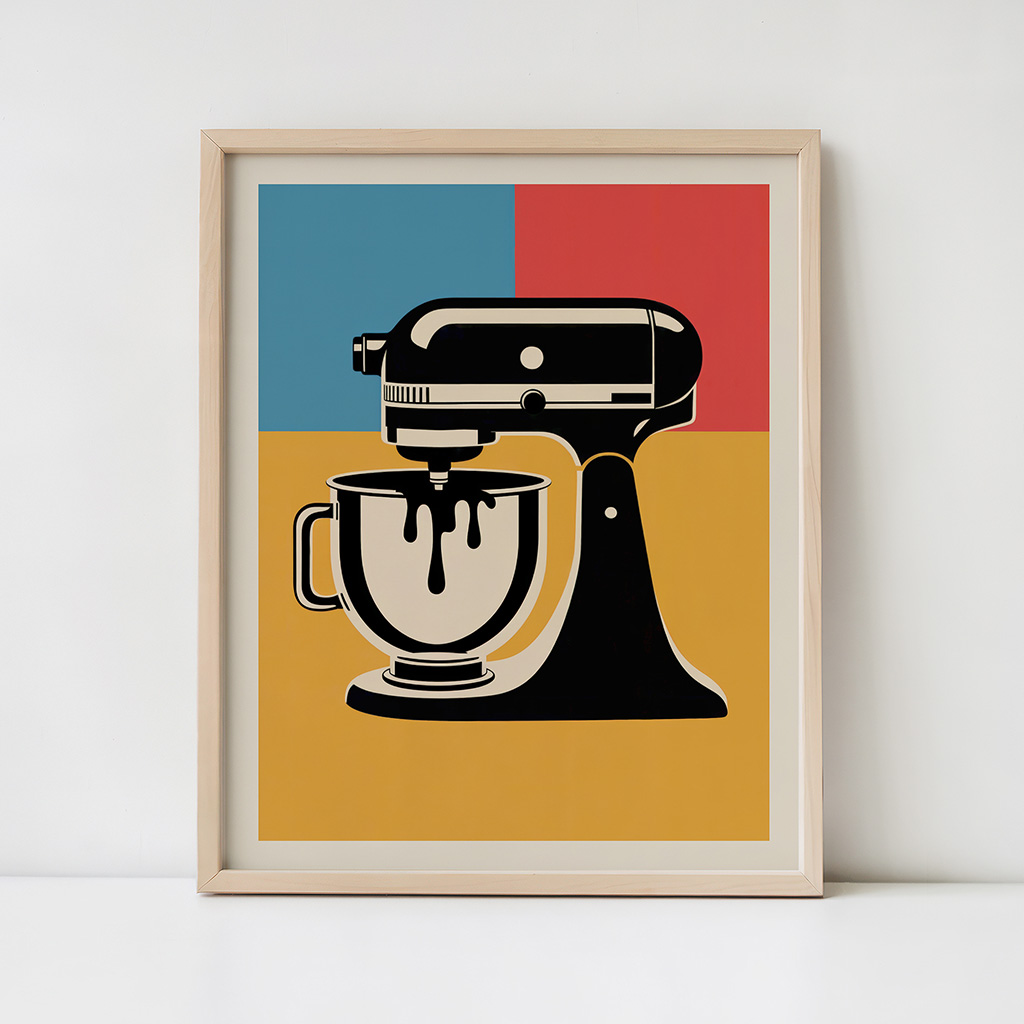 Retro Kitchen Mixer Print Pop Art Poster