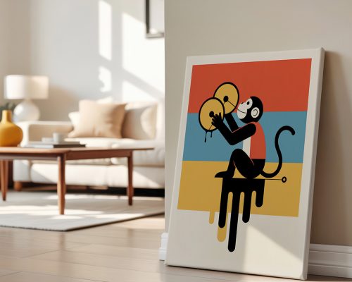 Alternative view of Retro Monkey Cymbal Print, Toy Art Poster