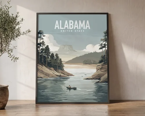 Alabama State Travel Poster | ArtPrintsVicky