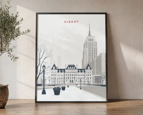 Albany Ny Minimalist Wall Art Print Poster | ArtPrintsVicky