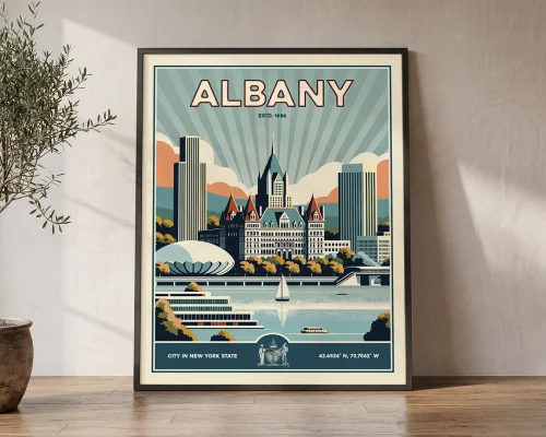 Albany Travel Poster — Vintage Ny Wall Art Print | ArtPrintsVicky