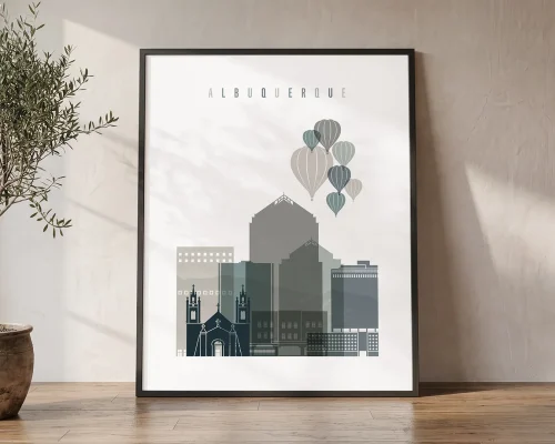 Albuquerque Skyline Wall Art — Earth Tones Print | ArtPrintsVicky