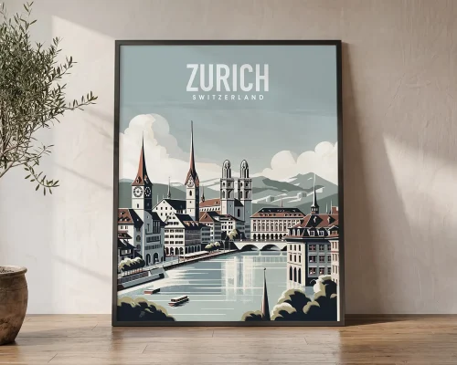 Alpine Elegance Zurich Travel Poster | ArtPrintsVicky