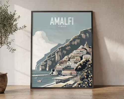 Amalfi Allure Sophisticated Travel Poster | ArtPrintsVicky