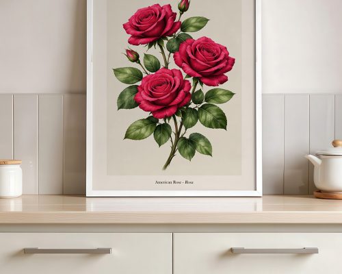 Alternative view of American Rose Print Red Rose Botanical Poster
