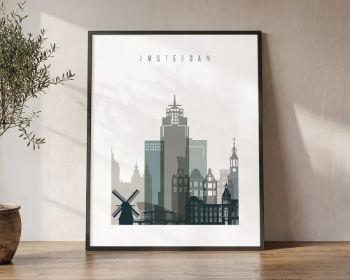 Amsterdam Wall Art Print — Skyline Poster | ArtPrintsVicky