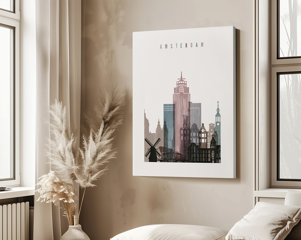 Amsterdam Skyline Wall Art Distressed Poster Print - Image 4