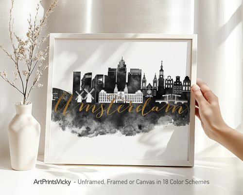 Alternative view of Amsterdam Watercolor Wall Art Print