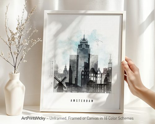Alternative view of Amsterdam City Wall Art Print Urban Skyline