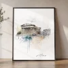 Athens Skyline Drawing — Watercolor Wall Art Print | ArtPrintsVicky