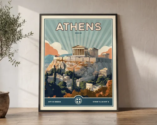 Athens Travel Poster — Vintage Wall Art Print | ArtPrintsVicky