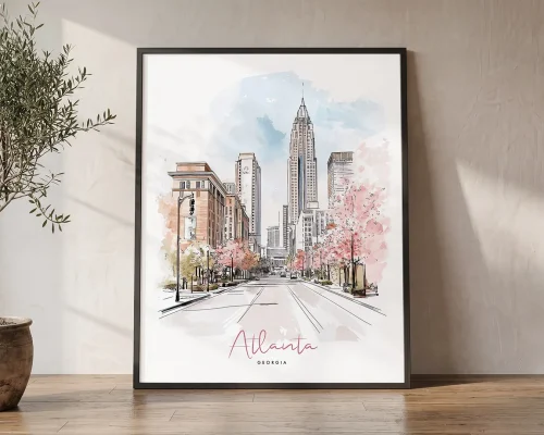 Atlanta Skyline Drawing — Sketch Wall Art Print | ArtPrintsVicky