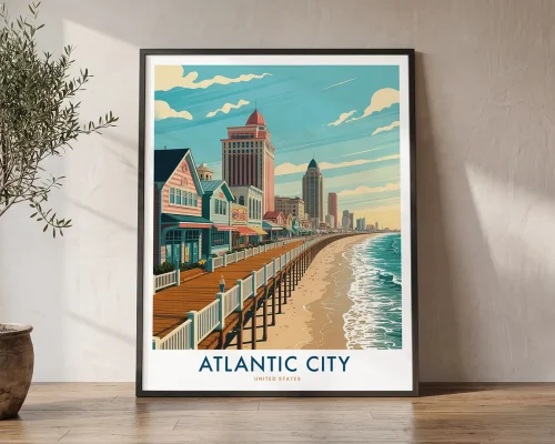 Atlantic City Boardwalk Travel Poster | ArtPrintsVicky