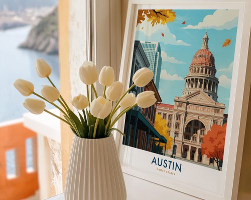 Alternative view of Austin Texas Travel Print - Cityscape Wall Art