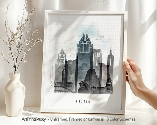 Alternative view of Austin Skyline Wall Art Print Urban Style
