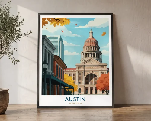 Austin Texas Travel Print – Cityscape Wall Art | ArtPrintsVicky