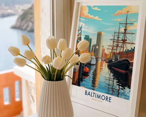 Alternative view of Baltimore Travel Poster - Maryland Cityscape Print
