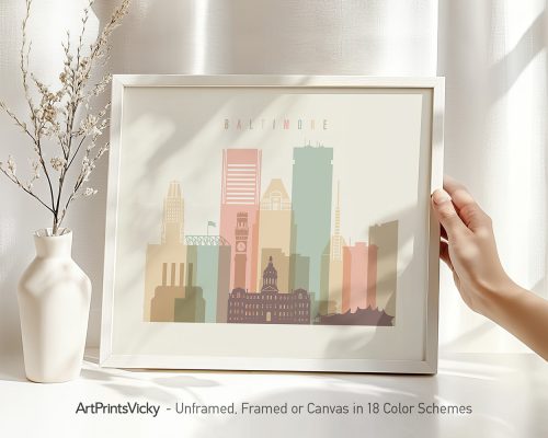 Alternative view of Baltimore Cityscape Wall Art Print