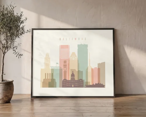 Baltimore Cityscape Wall Art Print | ArtPrintsVicky