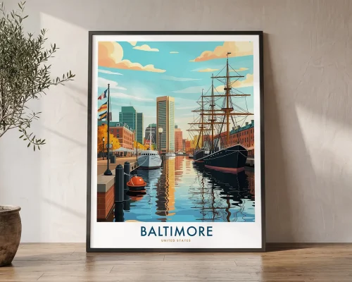 Baltimore Travel Poster – Maryland Cityscape Print | ArtPrintsVicky