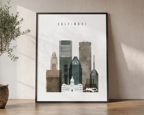 Baltimore Watercolor Wall Art Poster | ArtPrintsVicky