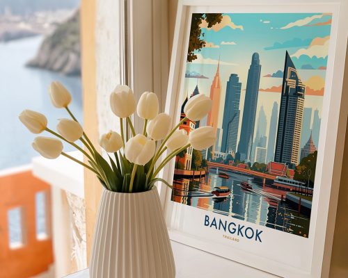 Alternative view of Bangkok Travel Poster Vintage Thailand Wall Art Print