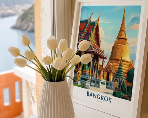 Alternative view of Bangkok Travel Poster Vintage Thailand Wall Art