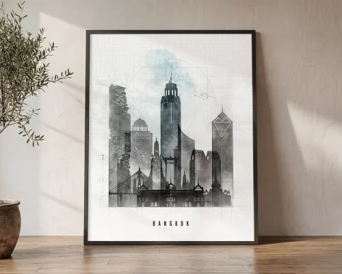 Bangkok Skyline Wall Art Print Urban Poster | ArtPrintsVicky