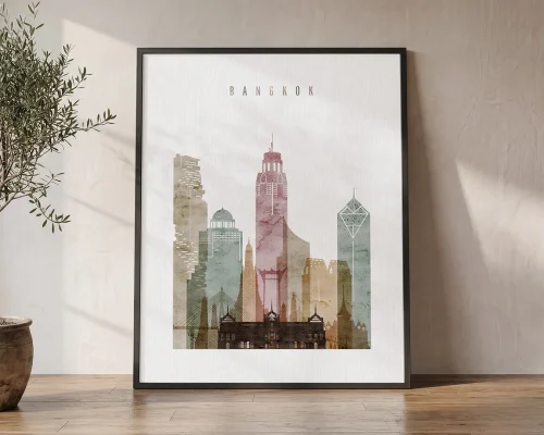 Bangkok Skyline Wall Art Watercolor Print Poster | ArtPrintsVicky
