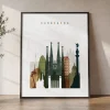 Barcelona Wall Art Print Vibrant Watercolor | ArtPrintsVicky