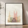 Bath Skyline Wall Art Cream Pastel Print | ArtPrintsVicky