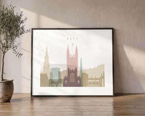 Bath Skyline Wall Art Pastel White Print | ArtPrintsVicky
