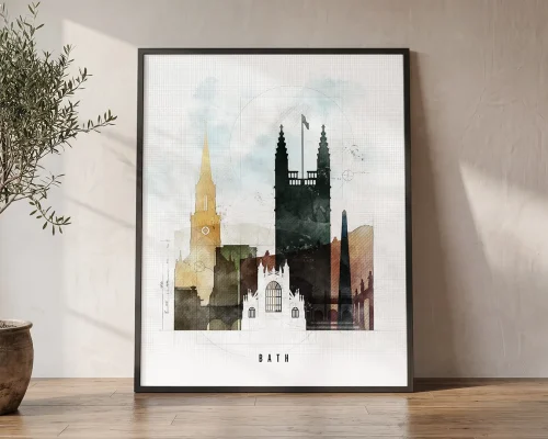Bath Skyline Wall Art Urban Print | ArtPrintsVicky