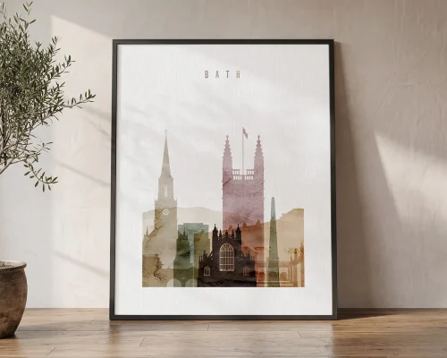 Bath Skyline Wall Art Watercolor Print | ArtPrintsVicky