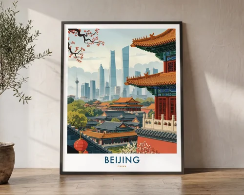 Beijing Travel Poster – China Cityscape Art | ArtPrintsVicky