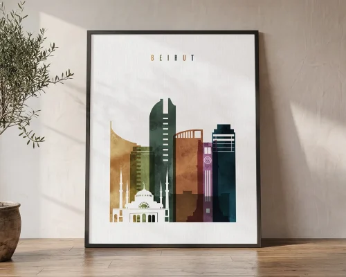 Beirut Lebanon Watercolor Wall Art Print | ArtPrintsVicky