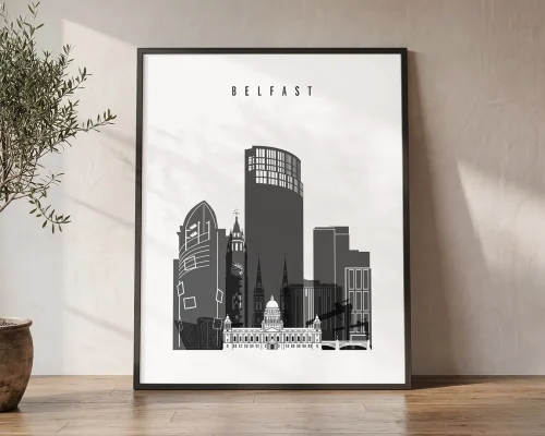 Belfast Black and White Art Print | ArtPrintsVicky