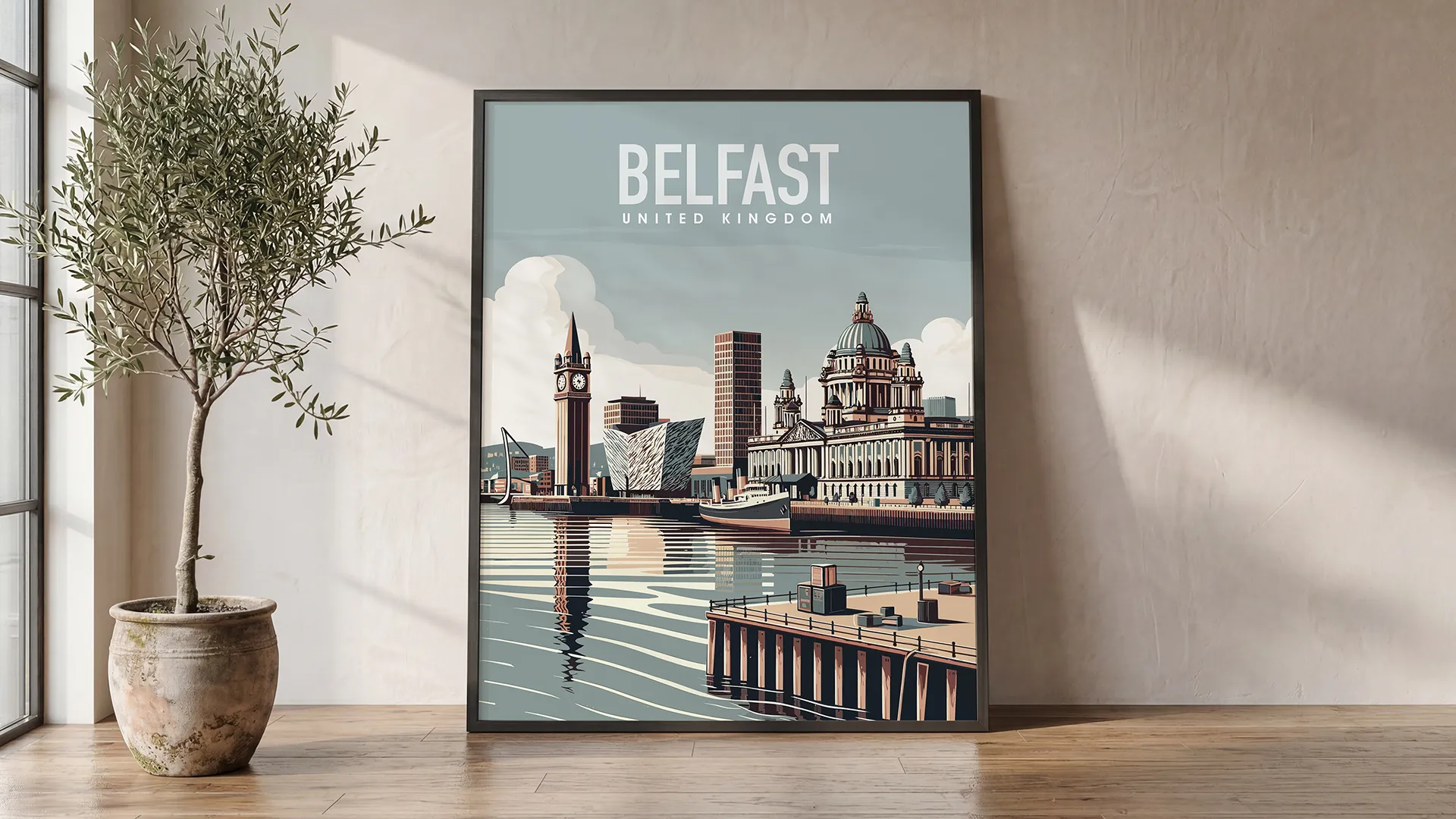 Belfast Poster a Smooth Travel Style Skyline | ArtPrintsVicky