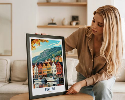 Alternative view of Bergen Norway Travel Poster - Wall Art Print