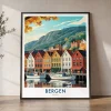 Bergen Norway Travel Poster – Wall Art Print | ArtPrintsVicky
