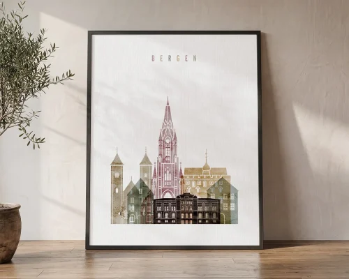 Bergen Skyline Print Wall Art for Home Decor | ArtPrintsVicky