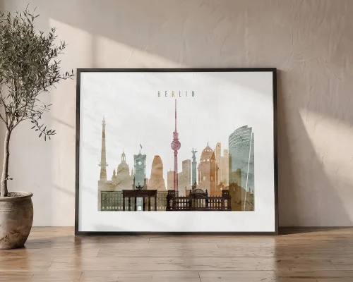 Berlin Cityscape Wall Art Watercolor Poster | ArtPrintsVicky